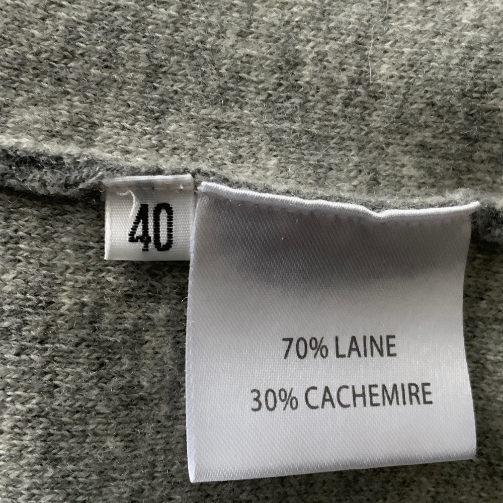Sam-Rone Gray Wool & cashmere vest with Plush Fur Collar L-40 - Picture 4 of 6
